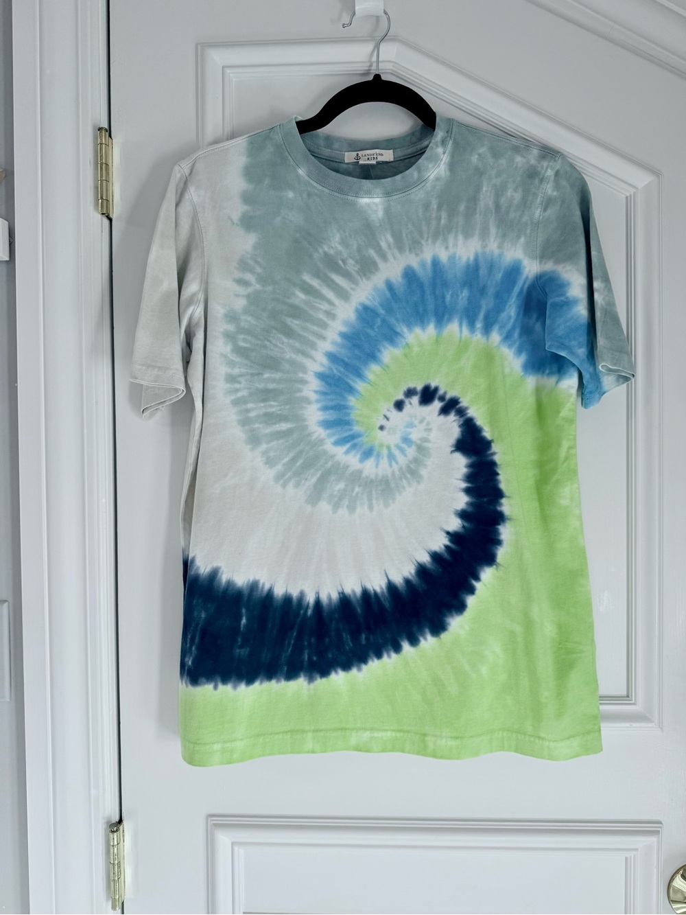 NWT Lands’ End Kids Tie Dye Spiral T-Shirt L 14/16 Blue Green